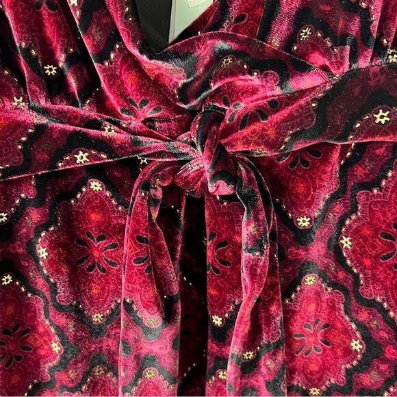 New Apt 9 Velour Tank Top 2X Front Tie Wine Gold Layering Fall Holiday Camisole - Picture 7 of 9